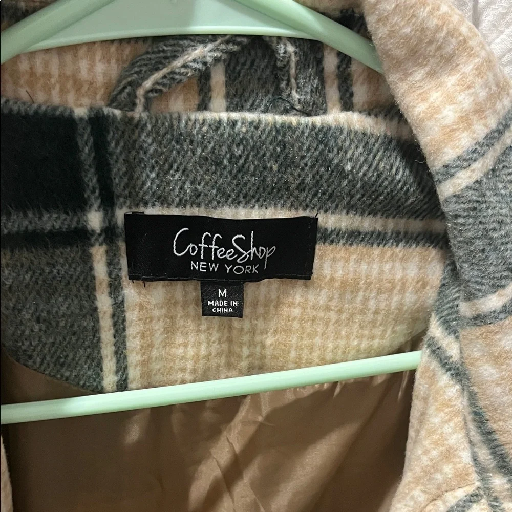 CoffeeShop Plaid Jacket in Green and Tan- Shacket (Shirt/Jacket) - Picture 4 of 6